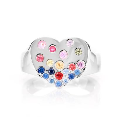 Sapphire Gypsy Heart Ring 14k   