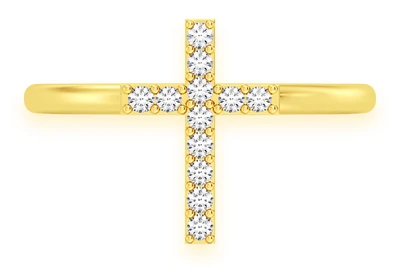 Cross Diamond Ring 14k Solid Gold 0.10ctw