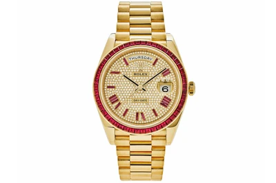 Rolex - Day-Date 40 - 228398tru - Yellow Gold & Diamonds Ruby Pave Dial Off Catalog (mb738)