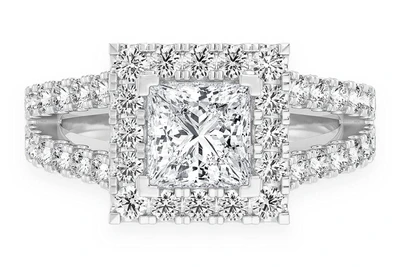 1.00ct Princess Solitaire - Two Row Split - Diamond Engagement Ring - All Natural Vs Diamonds