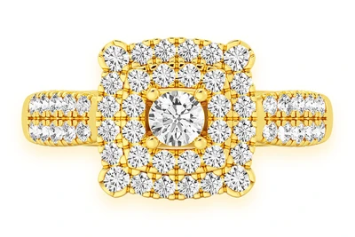 0.75ctw Square Double Halo - Diamond Engagement Ring - All Natural