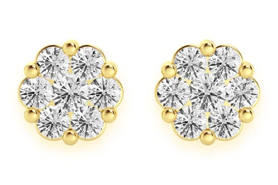 4.00ctw Flower Stud Diamond Earrings 14k Solid Gold