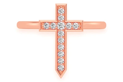 Bordered Point Cross Ring 14k   