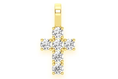 Rocks Cross Pendant 14k   