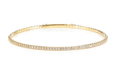 Prong Set Diamond Flex Tennis Bangle Bracelet 14k Solid Gold 0.70ctw