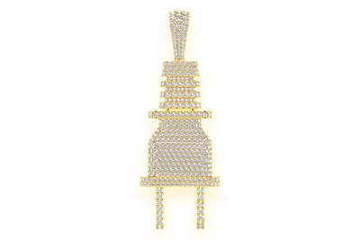 Electric Plug Diamond Pendant 14k Solid Gold 8.75ctw