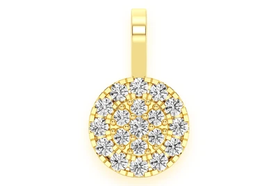 Round Two Tier Halo Diamond Pendant 14k Solid Gold 1.00ctw