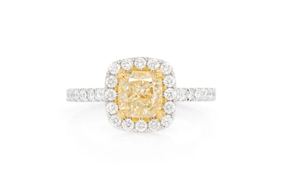 1.50ct Cushion Yellow Diamond - Halo - Diamond Engagement Ring - All Natural