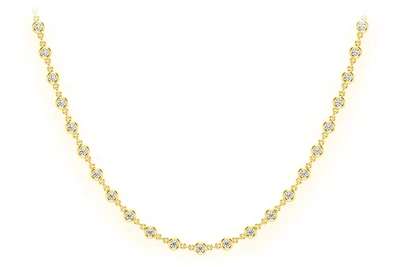 Eternity Round Bezel Set Diamond Necklace 14k Solid Gold 2.66ctw