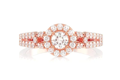 Solitaire Halo Under Scroll Ring 14k   