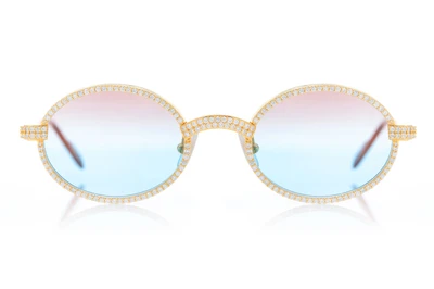 Cartier Glasses Iced Out Diamond Rims - Pink/blue Fade Lens - 4.50ctw
