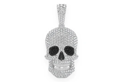 Baguette Teeth Skull Pendant 14k   