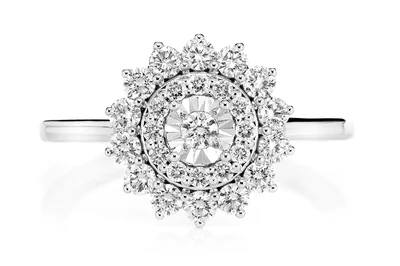 Double Halo Floral Engagement Ring 14k   