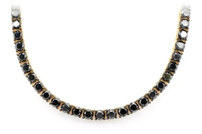 Black Diamond Prong Set Tennis Necklace 14k Solid Gold 62.25ctw
