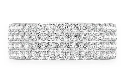  Four Row Round Diamond Band 14k Solid Gold 1.50ctw