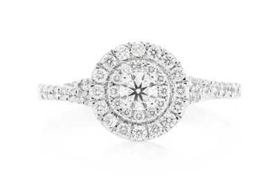 .75ctw - Round Double Halo - Diamond Engagement Ring - All Natural