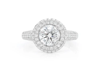 1.50ct Round Solitaire - Double Halo - Diamond Engagement Ring - All Natural