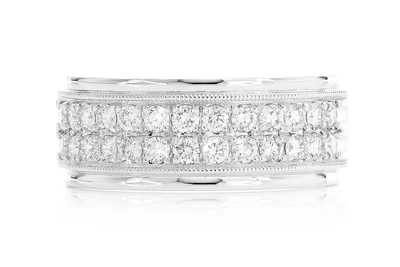 2 Row Milgrain Diamond Band 14k Solid Gold 1.00ctw