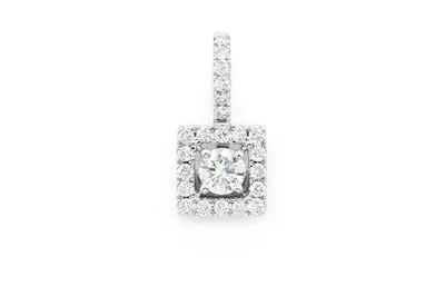Square Halo Diamond Pendant 14k Solid Gold 0.50ctw