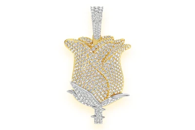 Rose Flower Diamond Pendant 14k Solid Gold 4.25ctw