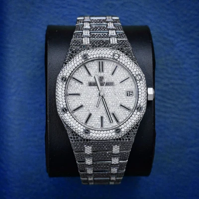 Audemars Piguet Ss 21 7/8ctw Fg/Vs-Aaa Black/white Diamonds Custom Dia (??) Serial Tm3328f W/card