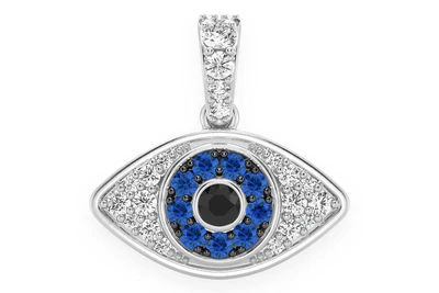 Evil Eye Bubbly Diamond Pendant 14k Solid Gold 0.40ctw