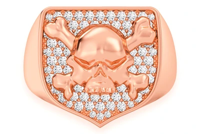 Crossbones Shield Diamond Ring 14k Solid Gold 0.60ctw