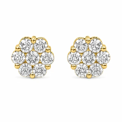 Flower Stud Earrings 14k   2.00ctw