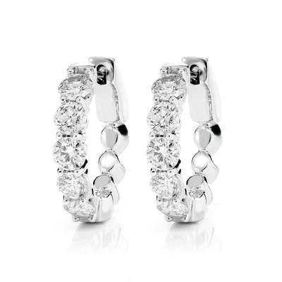 20pt Diamond Hoop Earrings 14k Solid Gold 1.95ctw