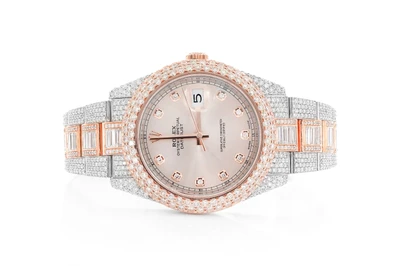 Rolex Datejust 41MM 18k Rose Gold & Steel (126301) - 25.35ctw Fully Iced Out