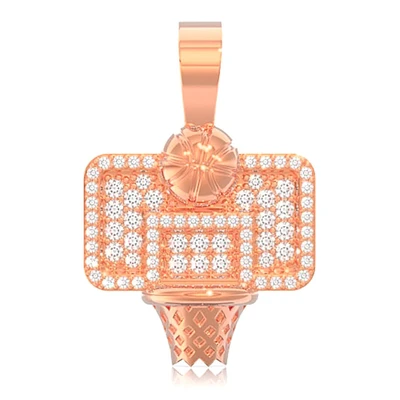 Basketball Hoop Pendant 14k   