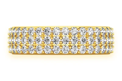 Three Row Round Diamond Band 14k Solid Gold 1.00ctw
