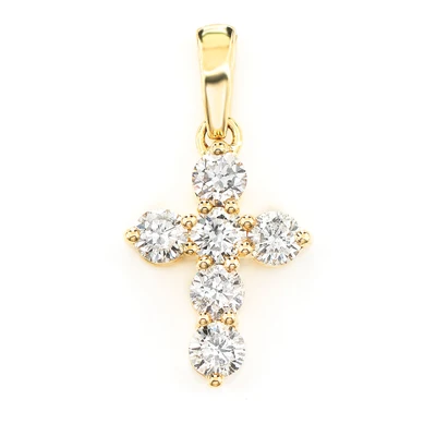 Pointed Diamond Cross 14k Solid Gold 0.75ctw 