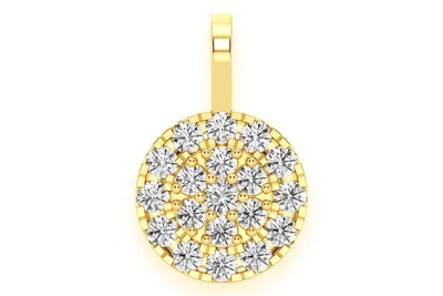 Round Two Tier Halo Diamond Pendant 14k Solid Gold 1.75ctw