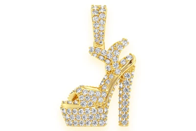 Pump Heel Diamond Pendant 14k Solid Gold 1.25ctw