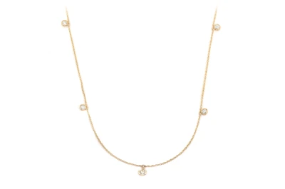 Station Bezel Charm Drop Station Necklace 14k Solid Gold 0.60ctw 