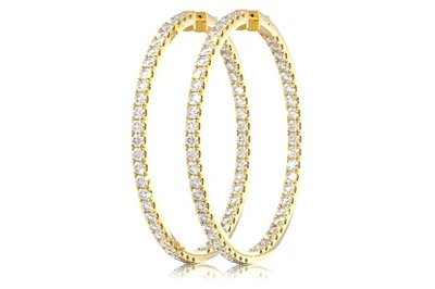 Big Inside Out Hoop Diamond Earrings 14k Solid Gold 12.00ctw