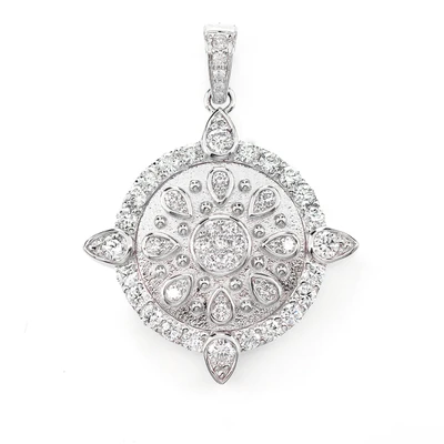 Ornate Medallion Cluster Pendant 14k   