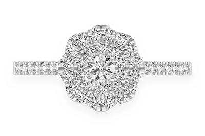 0.50ctw Single Band Flower Diamond Engagement Ring - All Natural
