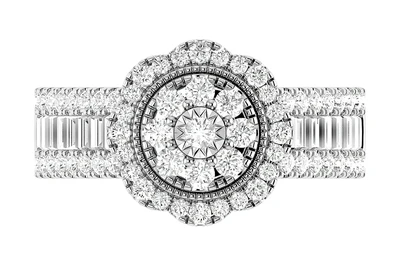 Floral Round Cluster Engagement Ring 14k   