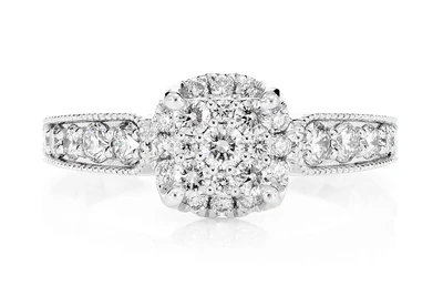 0.75ctw Square Pave Center - Diamond Engagement Ring - All Natural - 14k Solid Gold