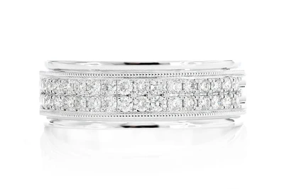 Two Row Milgrain Diamond Ring 14k Solid Gold 0.50ctw