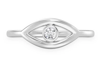 Solitaire Evil Eye Ring 14k   