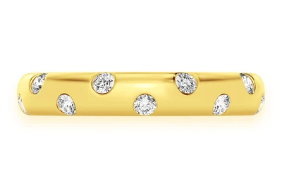 Staggered Bezel Set Diamond Band 14k Solid Gold 0.40ctw
