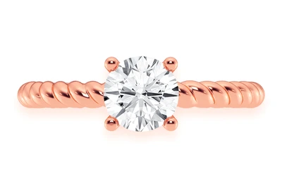 Twist Band Solitaire Ring 14k   