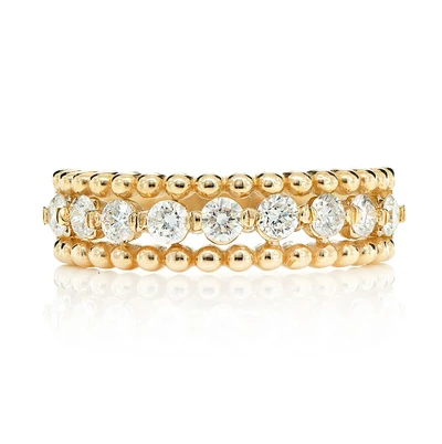 Beaded Border Band Ring 14k   