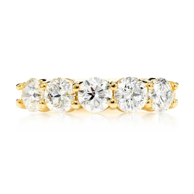 5 Stone Shared Prong Ring 14k   