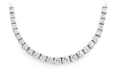 Graduated Diamond Tennis Necklace Solid Gold 17.00ctw