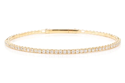 2pt Prong Set Diamond  Flex Bangle Tennis Bracelet 1.00ctw 14k Solid Gold