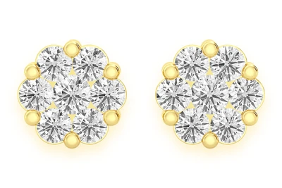 1.50ctw Flower Stud Diamond Earrings 14k Solid Gold